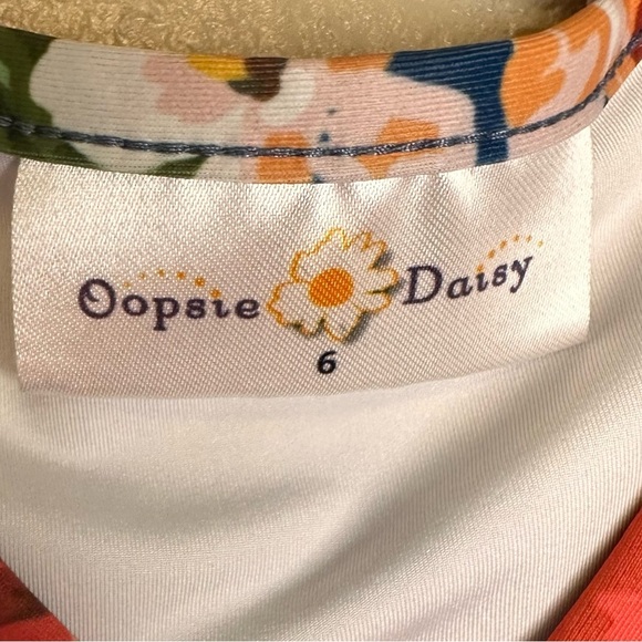 Oopsie Daisy Youth Floral & Striped Swimming Rashguard Shirt Size 6 Red Blue - Picture 2 of 5